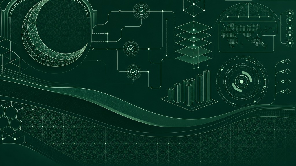 Abstract geometric data pattern for Halal and Sharia ESG capability