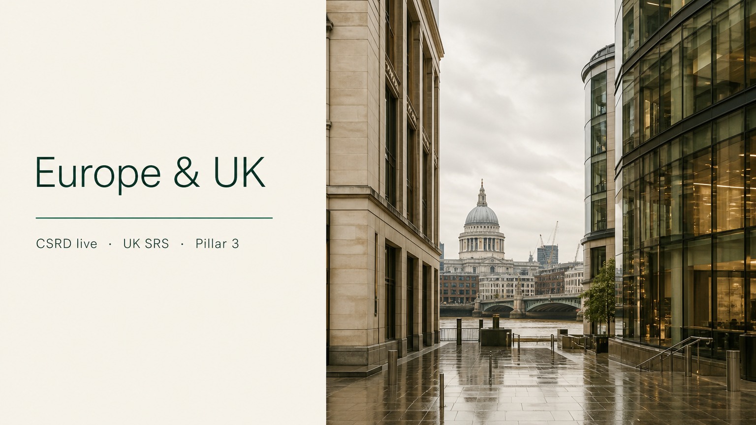 Europe and UK: CSRD live, UK SRS, and EBA Pillar 3